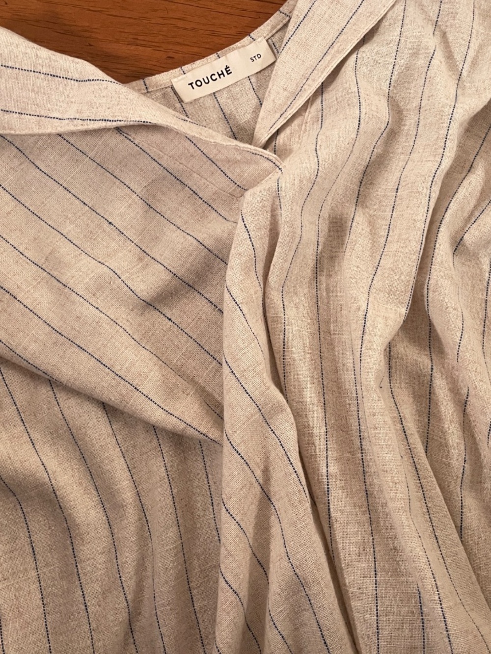 touché womens one size beige cotton oversize shirt